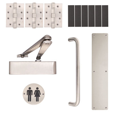 AFIT Fire Door Kit - Unisex Toilet Entrance - Heavy Duty - Satin Stainless Steel
