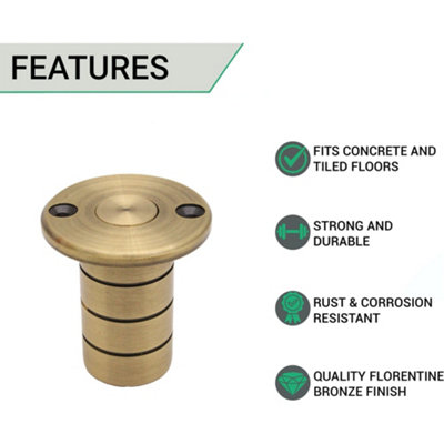 AFIT Florentine Bronze Dust Socket for Flush Bolts 20 x 35mm