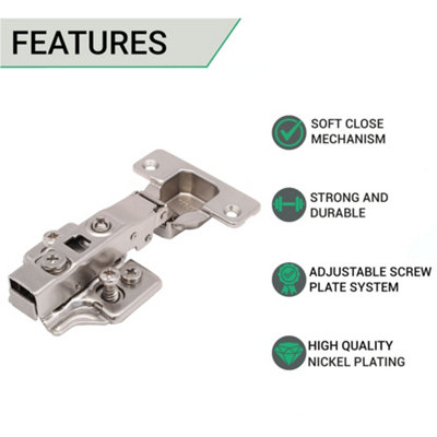 AFIT Full Overlay 110 Degree Sprung Clip-On Soft Close Kitchen Cabinet Hinge 35mm - c/w Euro Screws - Each