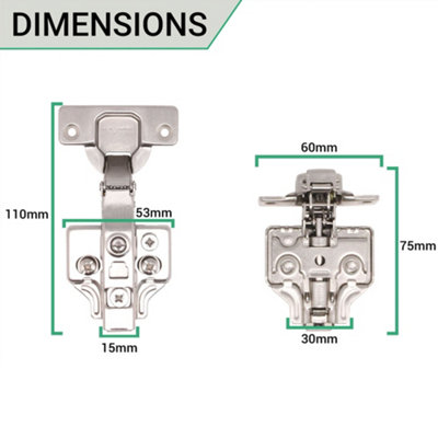 AFIT Full Overlay 110 Degree Sprung Clip-On Soft Close Kitchen Cabinet Hinge 35mm - c/w Euro Screws - Each