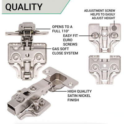 AFIT Full Overlay 110 Degree Sprung Clip-On Soft Close Kitchen Cabinet Hinge 35mm - c/w Euro Screws - Each