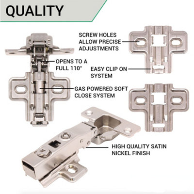 AFIT Full Overlay 110 Degree Sprung Clip-On Soft Close Kitchen Cabinet Hinge 35mm - Each