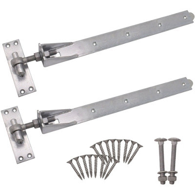 AFIT Galvanised Adjustable Gate Hinges - 1200mm / 48 Inch Heavy Duty Hook and Band Gate Hinges - 1 Pair