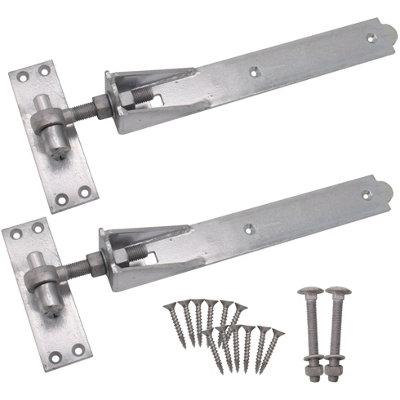 AFIT Galvanised Adjustable Gate Hinges - 450mm / 18 Inch Heavy Duty Hook and Band Gate Hinges - 1 Pair