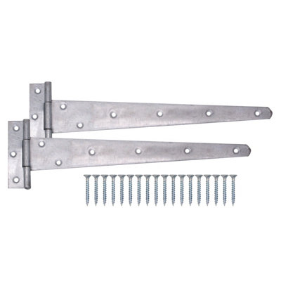 Field Gate Hinge Set Double Strap Hook On Plate - (18 / 450mm) - Hot Dip Galvanised