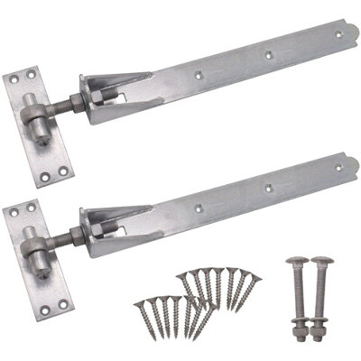 AFIT GalvanisedAdjustable Gate Hinges - 600mm / 24 Inch Heavy Duty Hook and Band Gate Hinges - 1 Pair