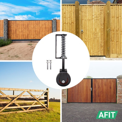 AFIT Gate Wheel - Severe Duty Spring Loaded Gate Support Wheel - Black ...