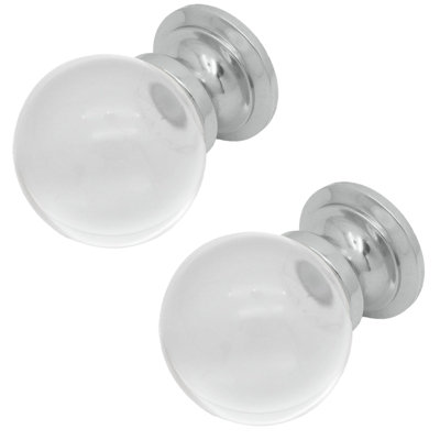 AFIT Glass Cabinet Cupboard Knob Clear Ball - 25mm - Polished Chrome - Pack of 2 Price Comparisons | Compare The Build