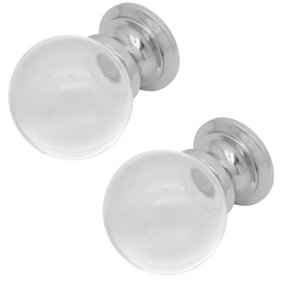 AFIT Glass Cabinet Cupboard Knob Clear Ball - 25mm - Polished Chrome - Pack of 2