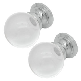 AFIT Glass Cabinet Cupboard Knob Clear Ball - 30mm - Polished Chrome - Pack of 2