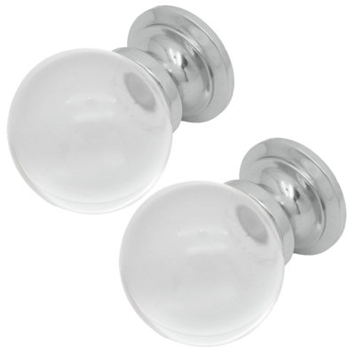 AFIT Glass Cabinet Cupboard Knob Clear Ball - 35mm - Polished Chrome - Pack of 2 Price Comparisons | Compare The Build
