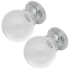 AFIT Glass Cabinet Cupboard Knob Clear Ball - 35mm - Polished Chrome - Pack of 2