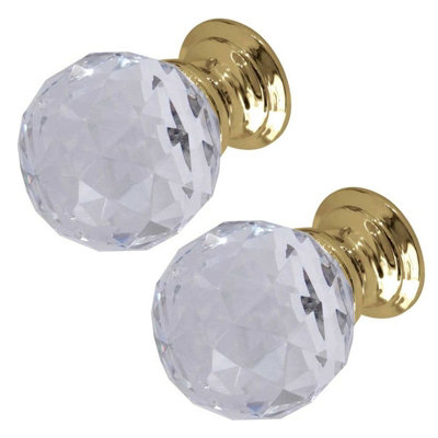 AFIT Glass Facetted Cabinet Cupboard Knob - 25mm - Polished Brass - Pack of 2 Price Comparisons | Compare The Build
