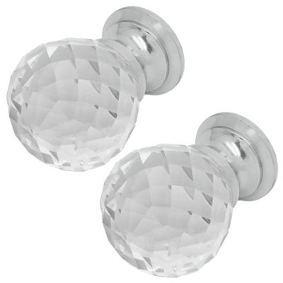 AFIT Glass Facetted Cabinet Cupboard Knob - 40mm - Polished Chrome - Pack of 2 Price Comparisons | Compare The Build