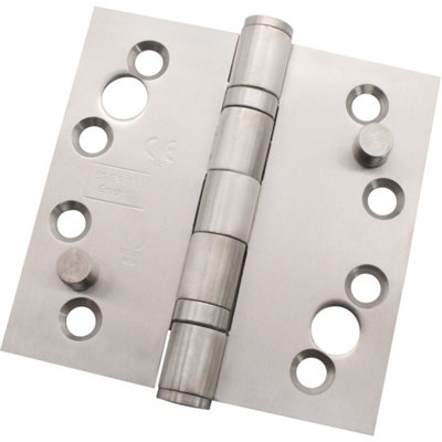 AFIT Grade 13 Satin Stainless Steel Fire Door Security Pin Hinges - 4" 102 x 102 x 3mm Square Pair