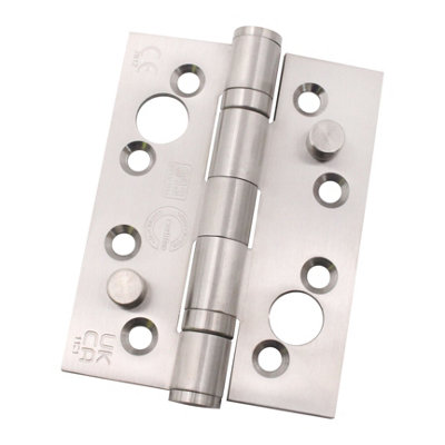 AFIT Grade 13 Satin Stainless Steel Fire Door Security Pin Hinges - 4" 102 x 76 x 3mm Square Pair