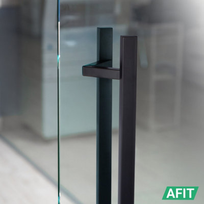 AFIT Guardsman Door Pull Handle Matt Black, 1200mm Offset Cranked ...