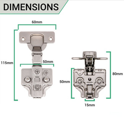 AFIT Half Overlay 110 Degree Sprung Clip-On Soft Close Kitchen Cabinet Hinge 35mm - c/w Euro Screws - Each