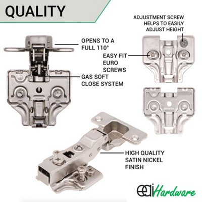 AFIT Half Overlay 110 Degree Sprung Clip-On Soft Close Kitchen Cabinet Hinge 35mm - c/w Euro Screws - Each