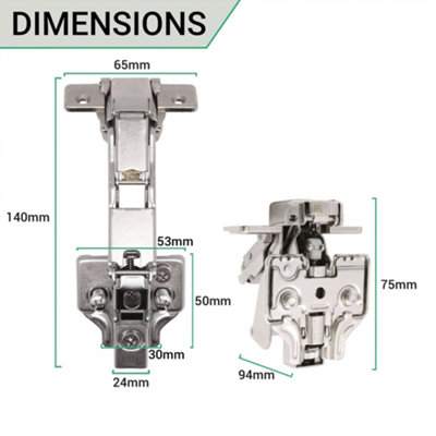 AFIT Half Overlay 165 Degree Sprung Clip-On Soft Close Kitchen Cabinet Hinge 35mm - c/w Euro Screws - Each