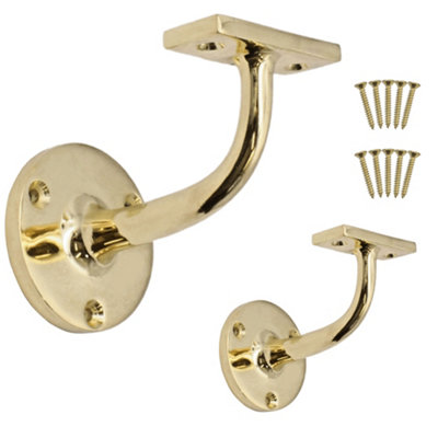 AFIT Handrail Bracket Polished Brass Pack 2 Banister Brackets Stair ...