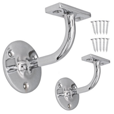 AFIT Handrail Bracket Polished Chrome Pack 2 Banister Brackets Stair Banister Wall Handrail 63mm