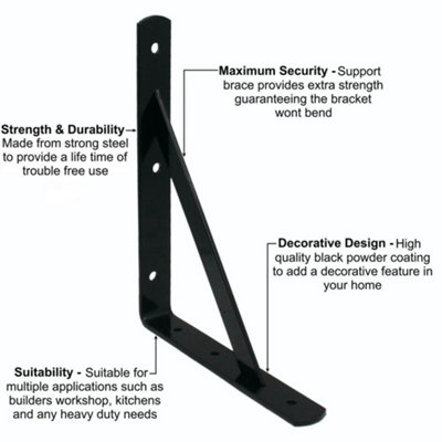 Heavy Duty Shelf Brackets hotsell Black, Industrial Shelf Bracket, Floating Shelf Bracket Heavy Duty, Industrial Black Shelf Bracket Made in USA