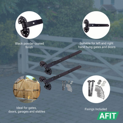 Adjustable Gate Hinges Pair 600mm 24 Galvanised Heavy Duty Hook And Band Stable~5060980602573 04c Mp