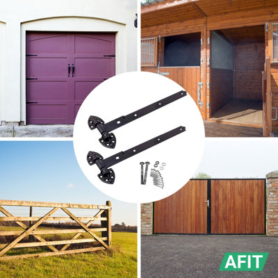 Heavy Duty Reversible Gate Hinges - Pair - Galvanised Black With Fixings