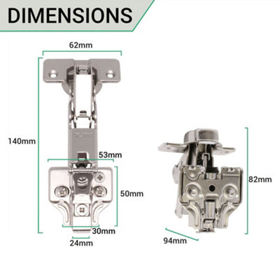 AFIT Inset 165 Degree Sprung Clip-On Soft Close Kitchen Cabinet Hinge 35mm - c/w Euro Screws - Each