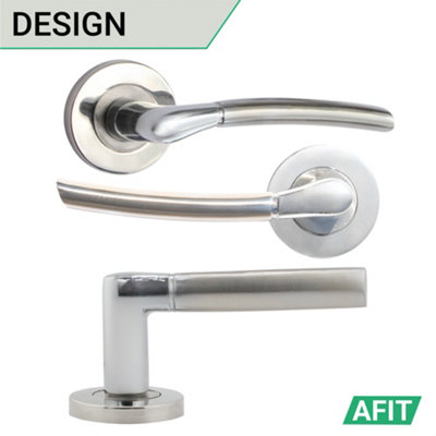 AFIT Internal Door Handle Sash Lock Set - Polished/Satin Chrome Duo Finish - 66mm Lock 76mm Hinges Boston Range