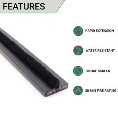 AFIT - Intumescent Fire & Smoke Seal - 20x4x2100mm - Pack of 10 - Black