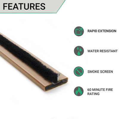 AFIT Intumescent Strip Fire and Smoke Brush Seal 20 x 4 x 2100mm - Brown - Trade Pack of 10