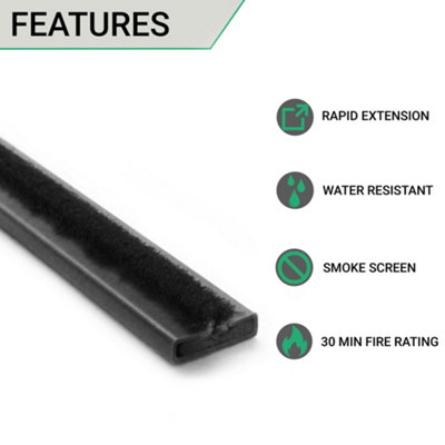 AFIT - Intumescent Strip Fire & Smoke Brush Brush Seal - 15x4x2100 - Pack of 10 - Black