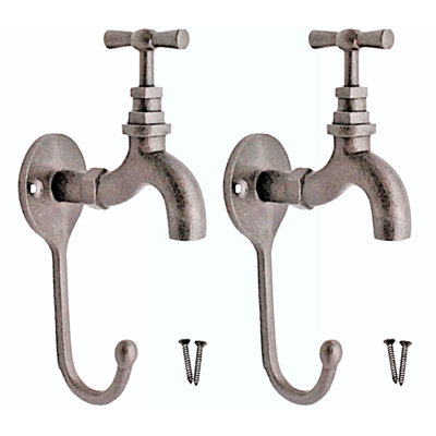 Afit Iron Coat Hook Tap Pattern Victorian Cast Iron Garden Hook - 200mm 