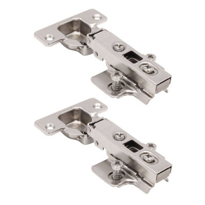 AFIT Kitchen Cabinet Hinge 35mm Clip On Sprung Hinge Full Overlay 110 Deg c/w Euro Screw on Plate Pack of 2