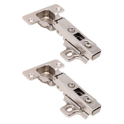 AFIT Kitchen Cabinet Hinge 35mm Clip On Sprung Hinge Full Overlay 110 Deg c/w Screw on Plate Pack of 2