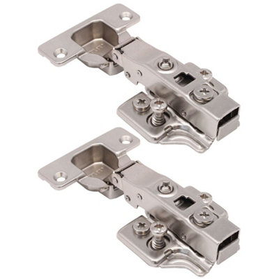 AFIT Kitchen Cabinet Hinge 35mm Clip On Sprung Soft Close Hinge Full Overlay 110 Deg c/w Euro Screw on Plate Pack of 2