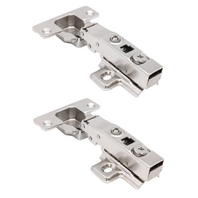 AFIT Kitchen Cabinet Hinge 35mm Clip On Sprung Soft Close Hinge Full Overlay 110 Deg c/w Screw on Plate Pack of 2