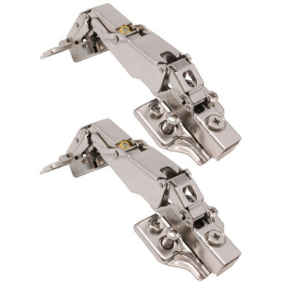 AFIT Kitchen Cabinet Hinge 35mm Clip On Sprung Soft Close Hinge Full Overlay 165 Deg c/w Euro Screw on Plate Pack of 2