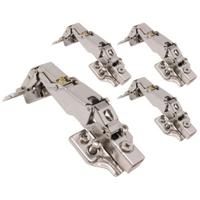 AFIT Kitchen Cabinet Hinge 35mm Clip On Sprung Soft Close Hinge Full Overlay 165 Deg c/w Euro Screw on Plate Pack of 4