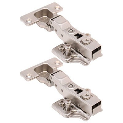 AFIT Kitchen Cabinet Hinge 35mm Clip On Sprung Soft Close Hinge Half Overlay 110 Deg c/w Euro Screw on Plate Pack of 2