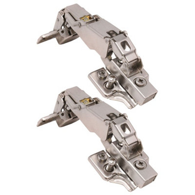 AFIT Kitchen Cabinet Hinge 35mm Clip On Sprung Soft Close Hinge Half Overlay 165 Deg c/w Euro Screw on Plate Pack of 2