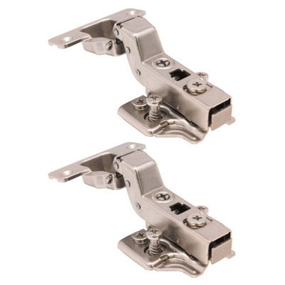 AFIT Kitchen Cabinet Hinge 35mm Clip On Sprung Soft Close Hinge Inset 110 Deg c/w Euro Screw on Plate Pack of 2