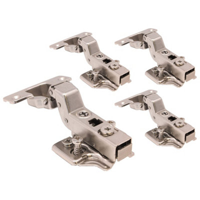 AFIT Kitchen Cabinet Hinge 35mm Clip On Sprung Soft Close Hinge Inset 110 Deg c/w Euro Screw on Plate Pack of 4