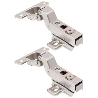 AFIT Kitchen Cabinet Hinge 35mm Clip On Sprung Soft Close Hinge Inset 110 Deg c/w Screw on Plate Pack of 2