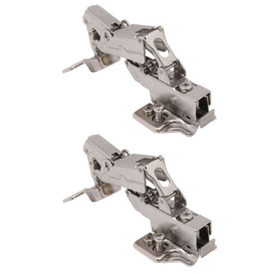 AFIT Kitchen Cabinet Hinge 35mm Clip On Sprung Soft Close Hinge Inset 165 Deg c/w Euro Screw on Plate Pack of 2