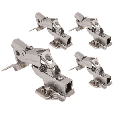 AFIT Kitchen Cabinet Hinge 35mm Clip On Sprung Soft Close Hinge Inset 165 Deg c/w Euro Screw on Plate Pack of 4