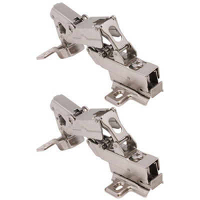 AFIT Kitchen Cabinet Hinge 35mm Clip On Sprung Soft Close Hinge Inset 165 Deg c/w Screw on Plate Pack of 2