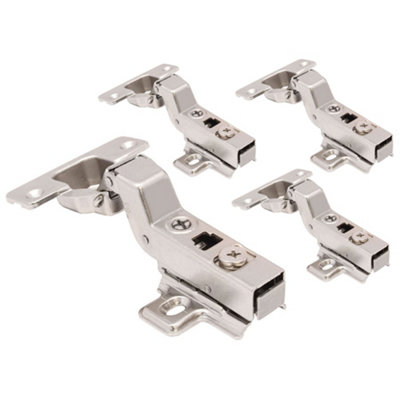 AFIT Kitchen Cabinet Hinge 35mm Clip On Sprung Soft Close Hinge Inset 165 Deg c/w Screw on Plate Pack of 4